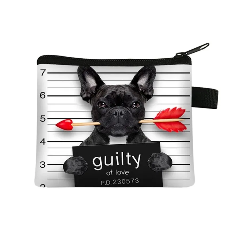 مضحك سيئة الكلب عملة المحافظ لطيف البلدغ المحفظة السيدات 3D الطباعة أزياء لطيف أكياس صغيرة سستة للنساء عملة حقيبة #6