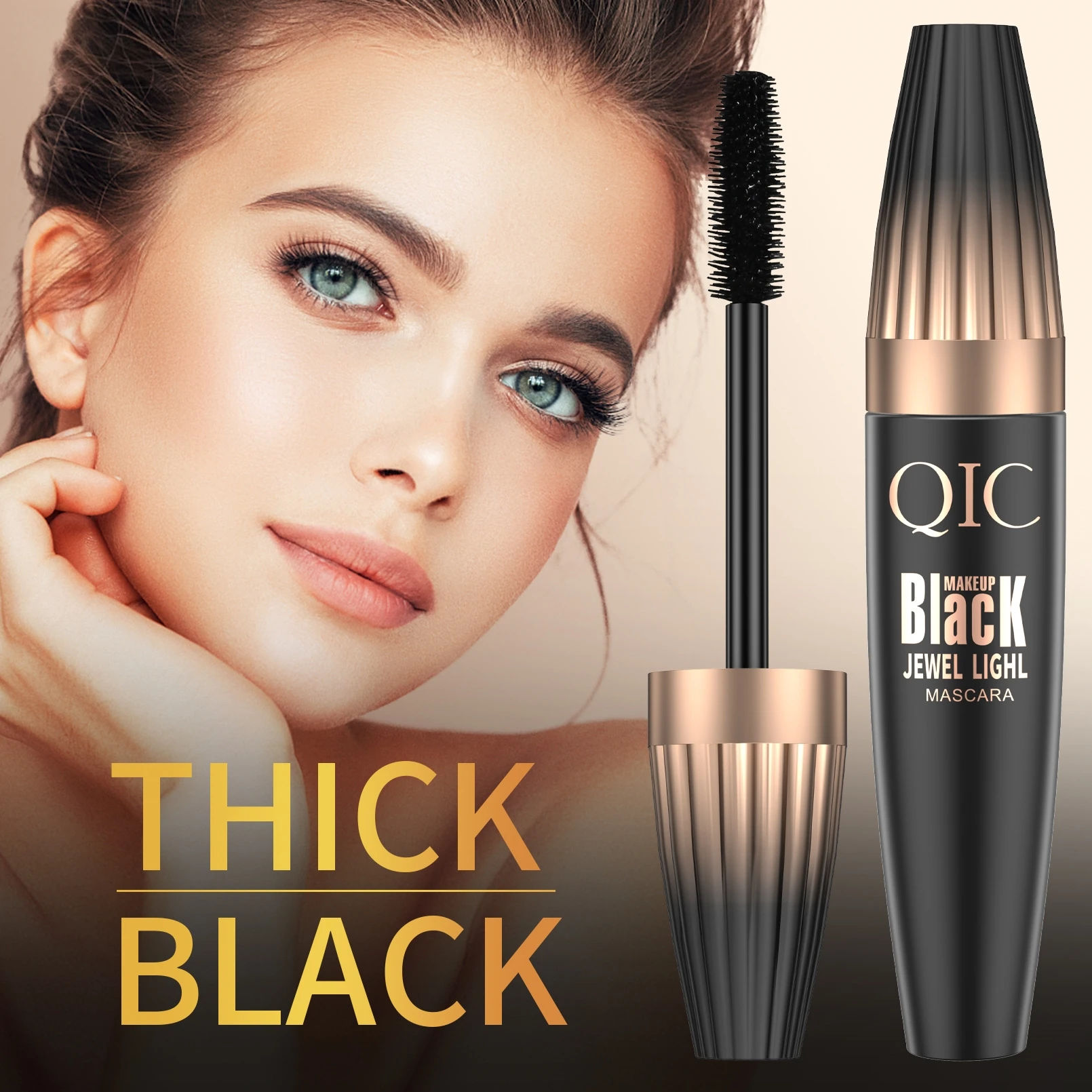 Qic Mascara, Thickening, Lengthening, Curling, Waterproof, Sweat-Proof, Smudge-Proof, Styling Mascara Primer, Beauty Makeup