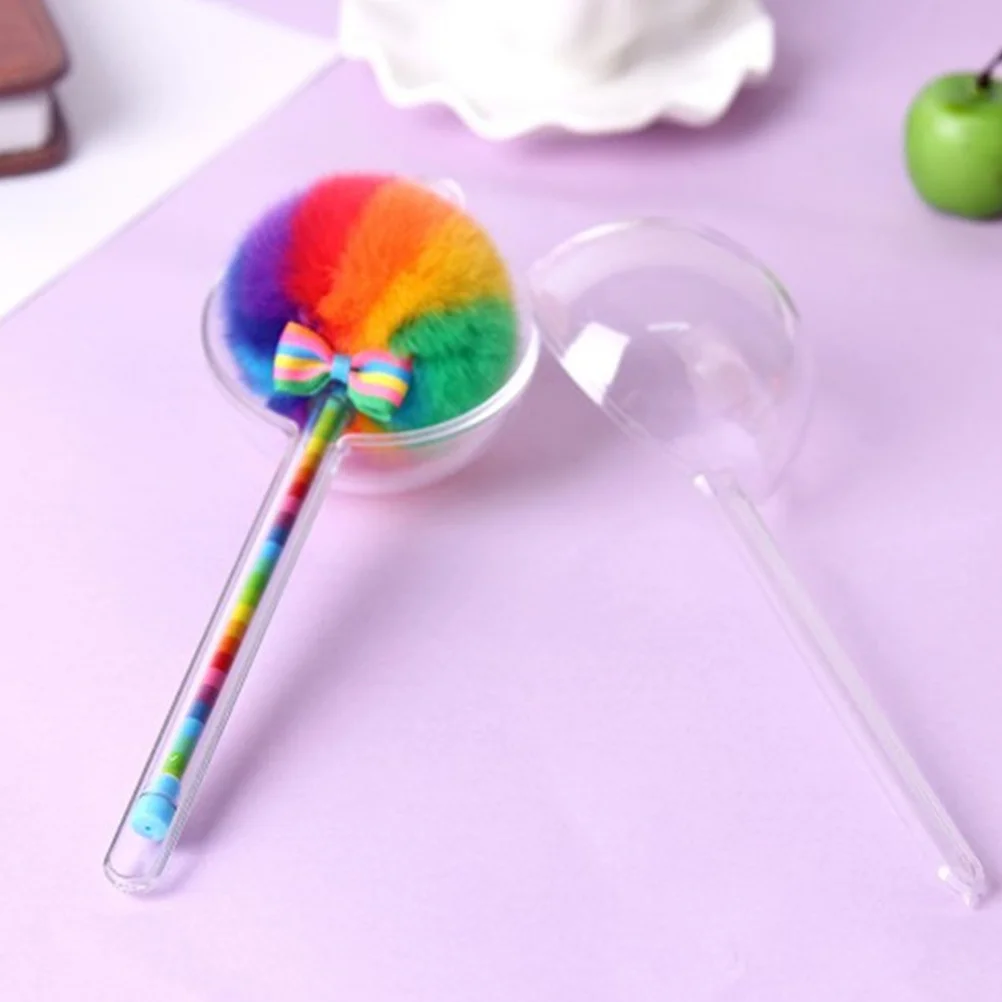 

5Pcs Pom Pom Ballpoint Pen Cute Writing Pens for Students Smooth Ink Portable Rainbow Color Novelty Decorative Pen Gift