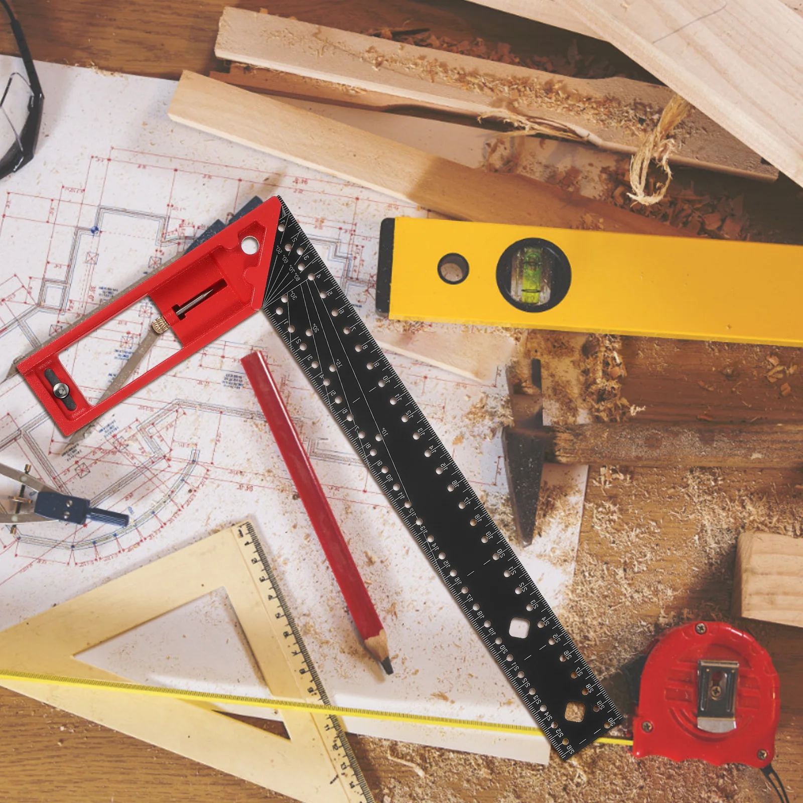 

Woodworking Square Aluminum Alloy 45-Degree Adjustable Angle Precision Measuring Ruler For Construction Renovation Multi