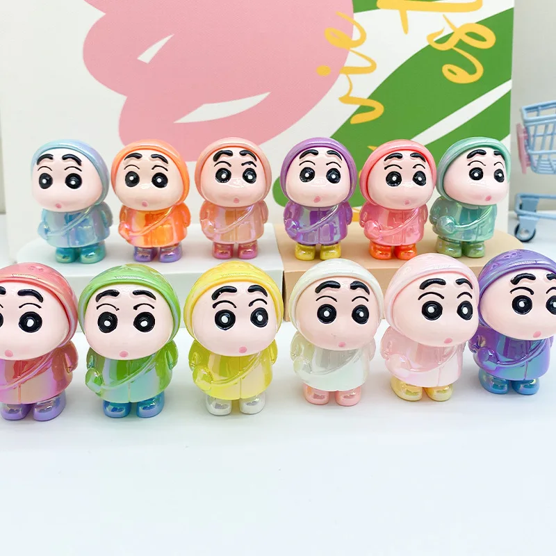 

12Pcs Crayon Shin-Chan Cartoon Plating Diy Jewelry Accessories Raincoat Shin-Chan Keychain Pendant Creative Car Ornaments Gifts