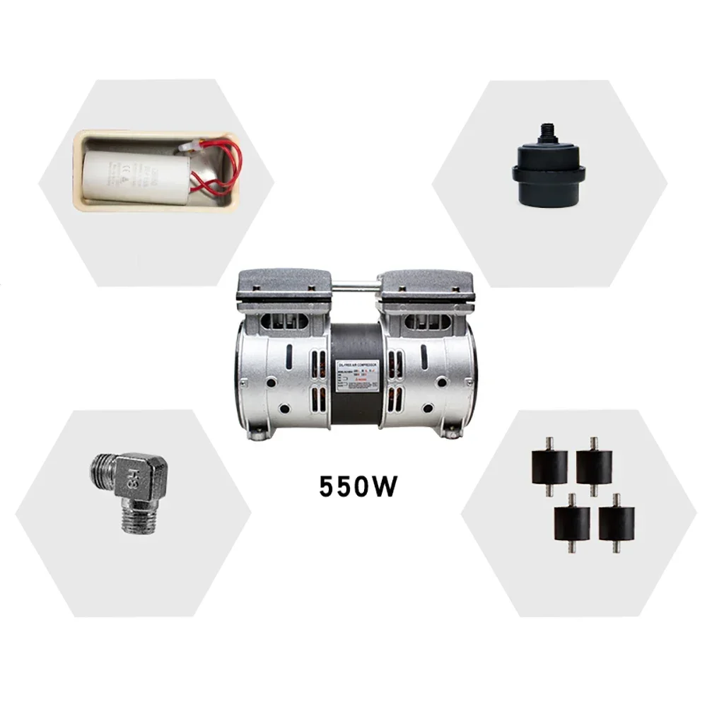 

220V 550W Copper Wire Oil-Free Silent Air Pump Air Compressor Head Small Air Pump Head Motor With 1380RPM 40L/MIN