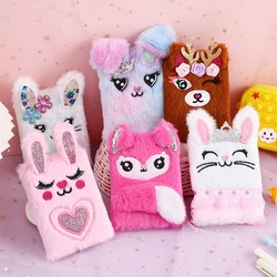 Cartoon Rabbit Plush Notebook Cute Fox Deer Hand Book Mini Diary Book For Kids Gifts Student School Office Stationery