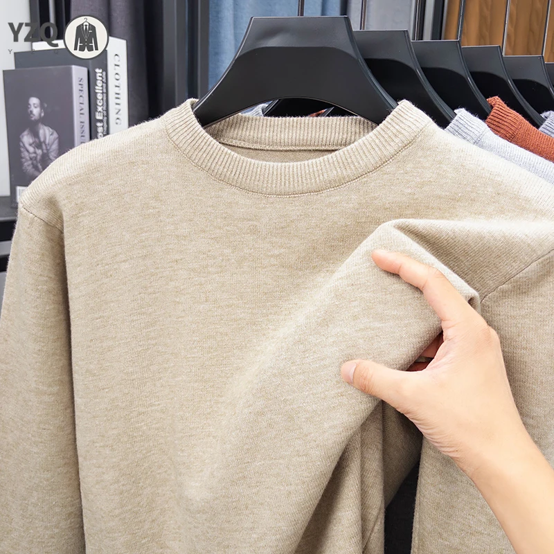 

Мужской повседневный свитер 2025 года с круглым вырезом и длинными рукавами, вязаный ромбовидный узор, модный универсальный топ