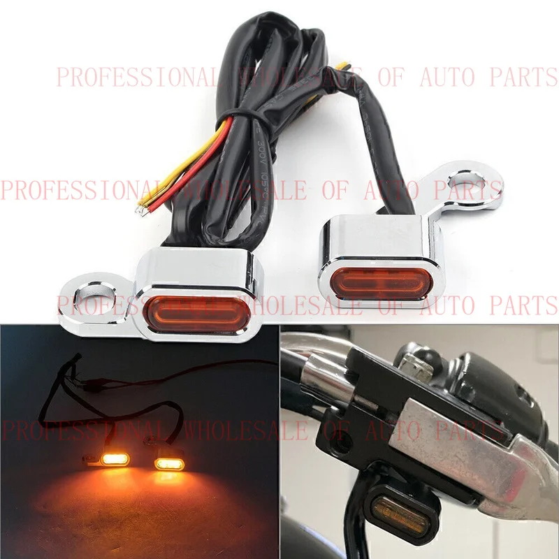 V+ V+ Sequential LED Turn Signal Flowing Mini Handlebar Light for Harley Motorcycle po