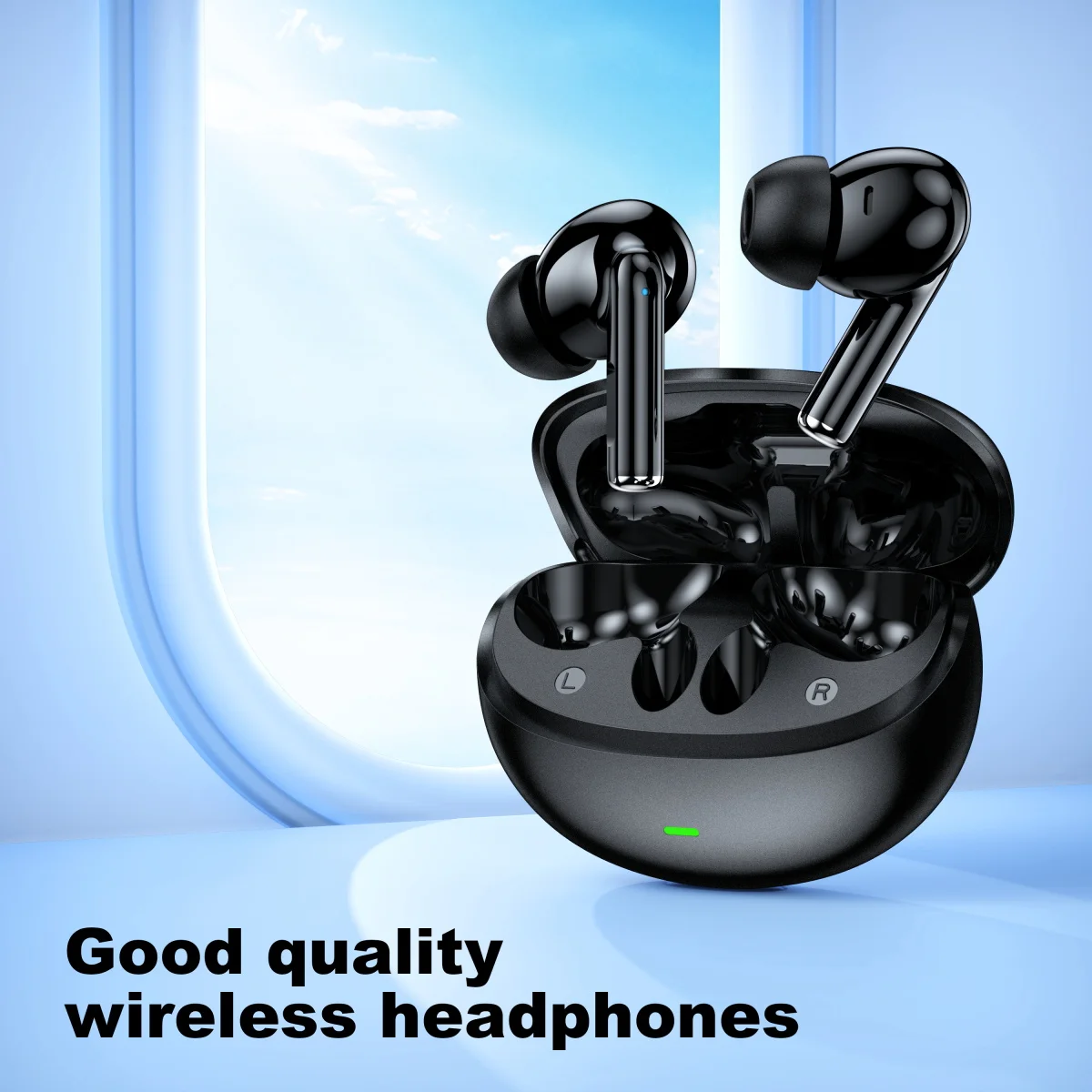 Wireless Bluetooth Headset Built-in Microphone and Volume Adjustable Earbuds Flip-top Sports Headset Compatible with Android/IOS