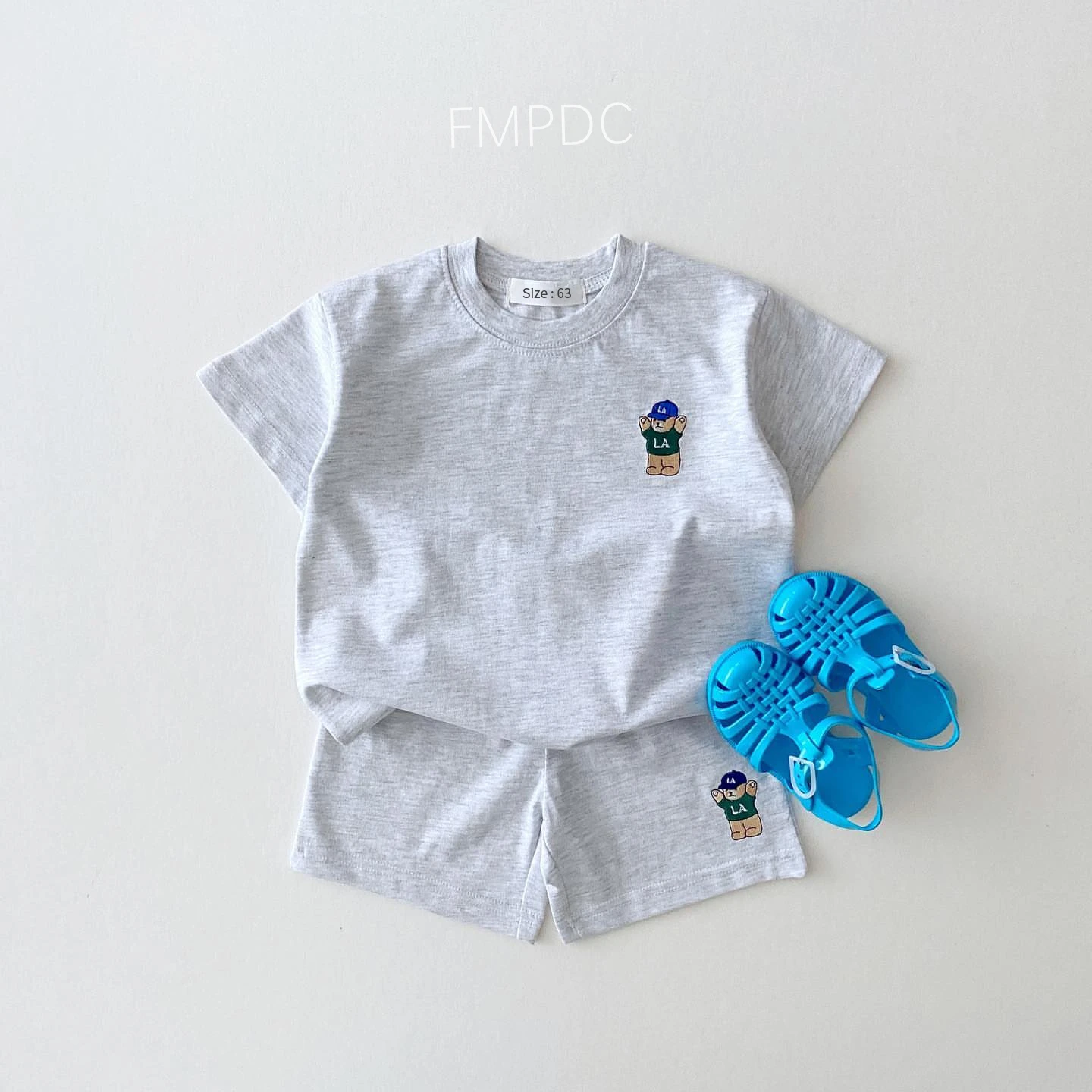 2024 Summer 2PCS Baby Clothes Infant Top and Bottom Set Baby Boys Girls Suit Bear Embroidery Thin Casual Sports Baby Outfit Set