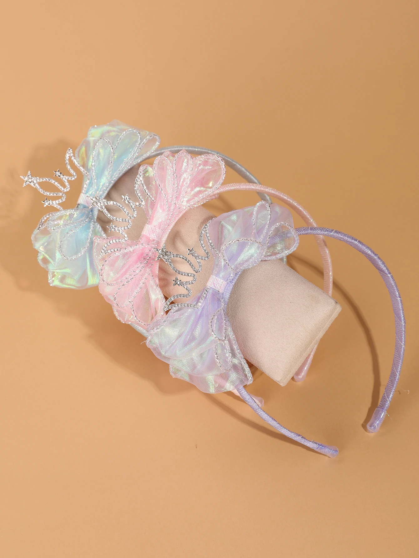 Modisches und schlichtes Kinder-Kronen-Haarband – leuchtend blaues Tüll-Haarband mit Schleife – Accessoire für Bühnenauftritte/formelle Kleider für Mädchen – Detail 14