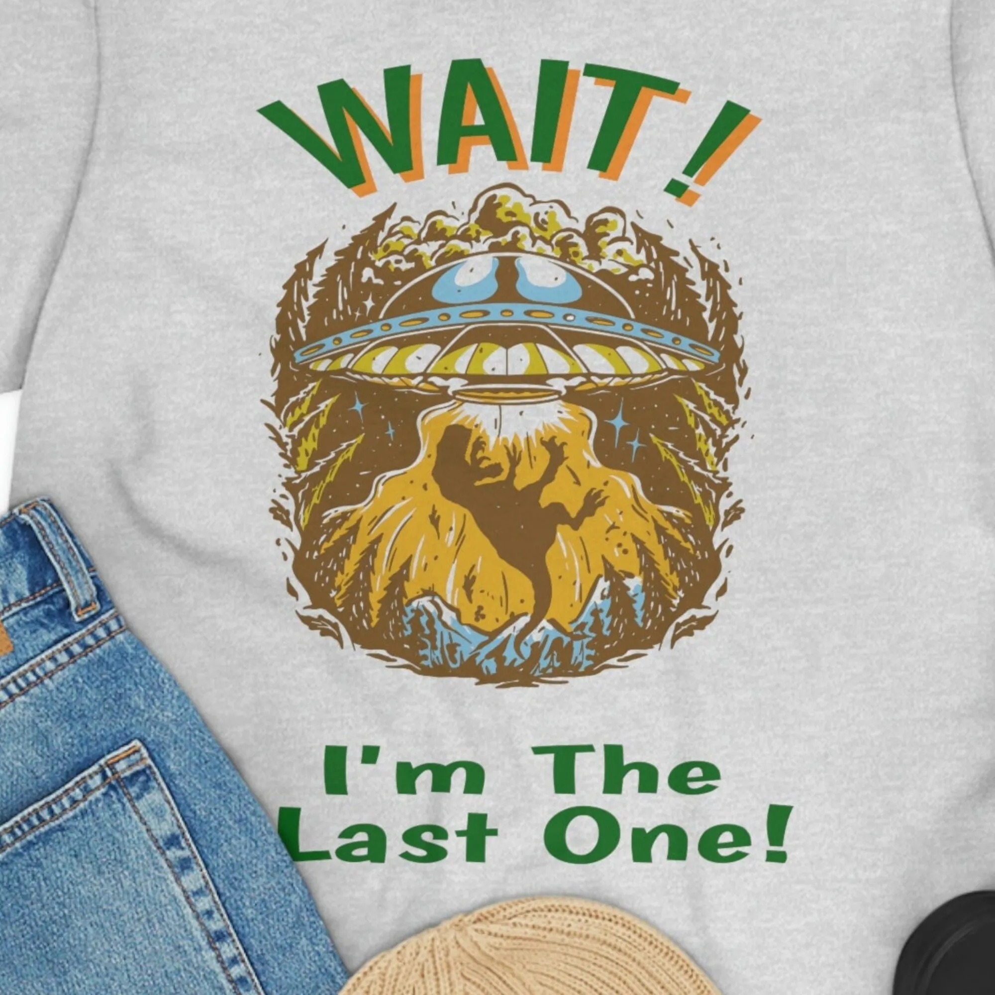 Wait! I'm The Last One...Funny Trex Dinosaur Space Ship Unisex Jersey Short Sleeve Tee