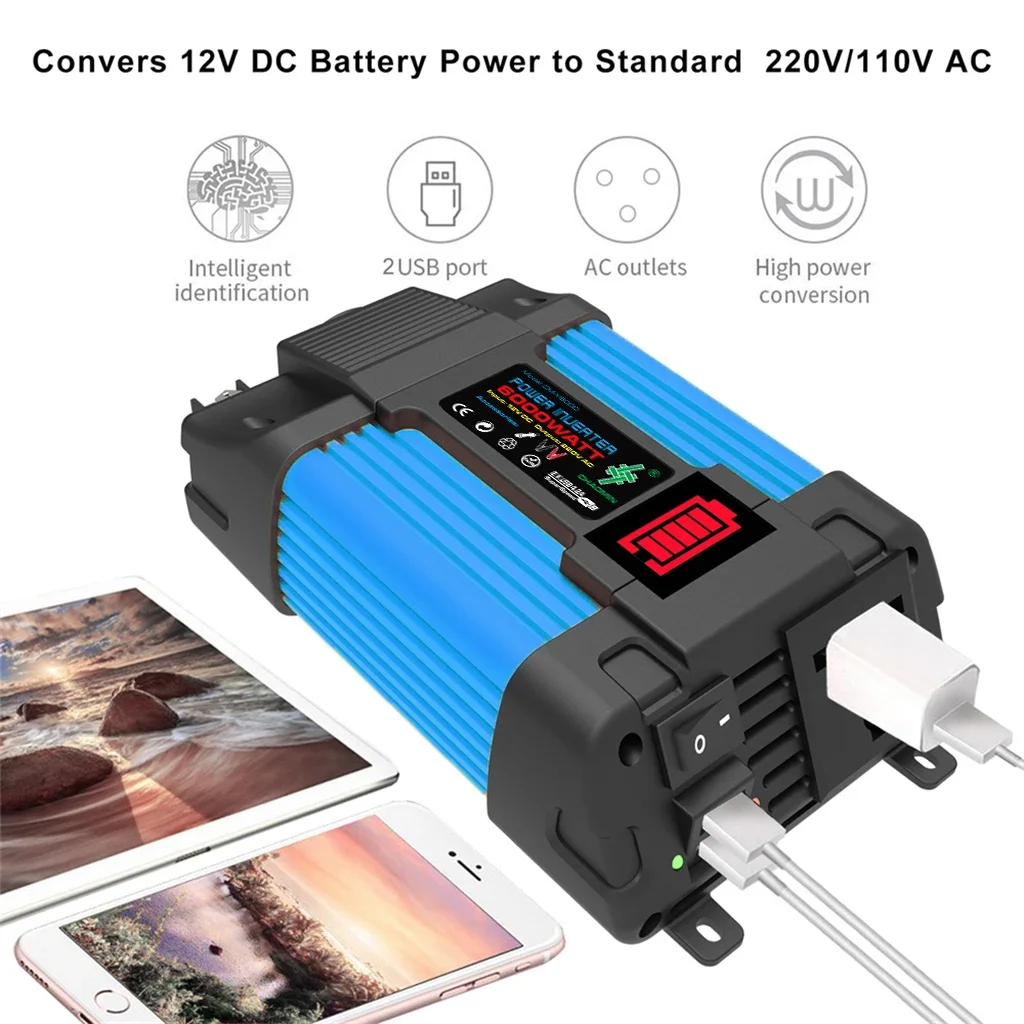 2000W Solar Energy System 6000W Solar Panel Inverter 12V-110V/220V Glass 12V Battery Charging Controller For Home/Outdoor Use