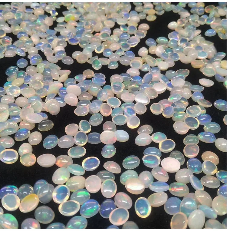 Wholesale 10pcs Natural Genuine Fire Opal 3x4mm Oval Semi-Precious Gemstone Cabochon Ring Face For Jewelry
