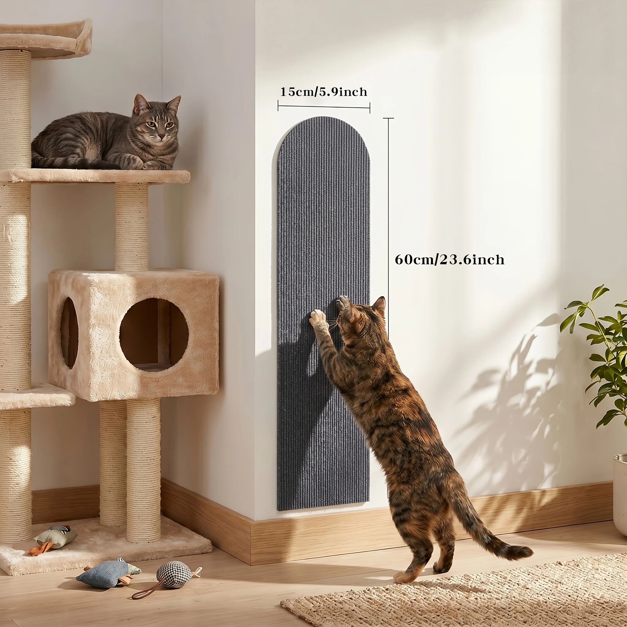 4 Stück Selbstklebende Katzenkratzmatten, zuschneidbar, verschleißfest, fusselfrei, weicher Stoff, Sofa-, Wand- und Möbelschutz, stark haftend