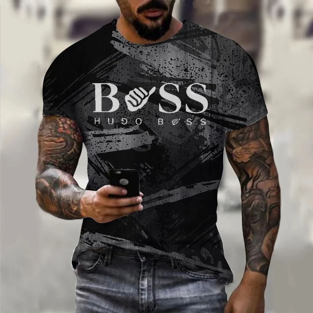 Summer Men's T-Shirt New Round Neck Short Sleeve Top Letters 