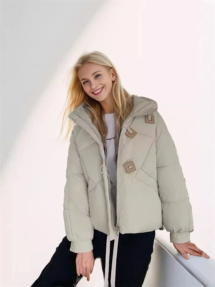 Women's Jacket With Padded Down High-End Quality New For 2024 Square Buckle Design Stylish And Simple Temperament Winter Coat