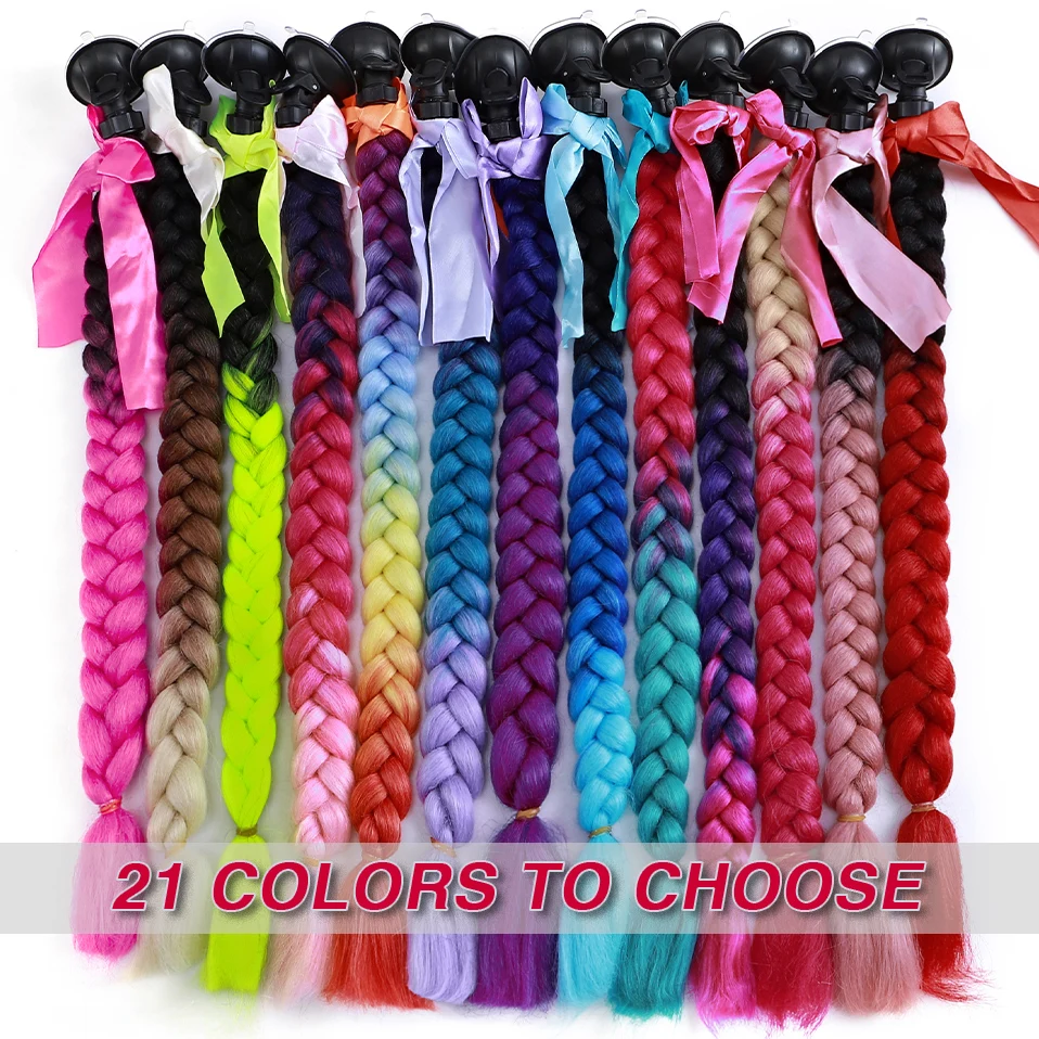 My-Lady 20 Zoll synthetische Punk Ombre Helmgeflecht Großhandel Zöpfe Perücke für Motorradhelme Twist Braids mit Saugnapfschleife