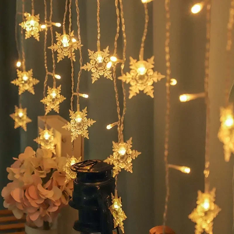 

3.2m Christmas Snowflake LED String lights Flashing Lights Curtain Light Waterproof Christmas Fairy Light Holiday Party Decor