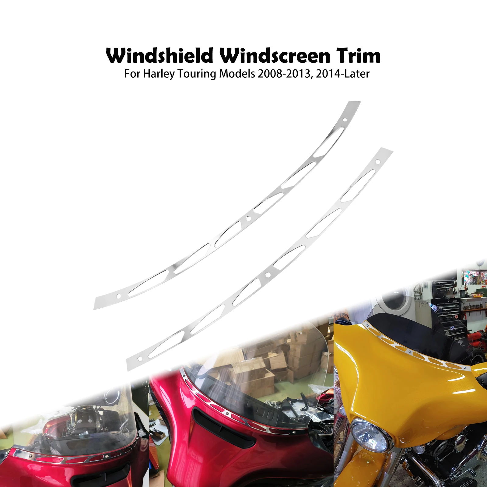 Motorcycle Windshield Trim CNC Chrome Windscreen Accessories For Harley Touring Electra Street Glide Road King FLTRX 1996-Later