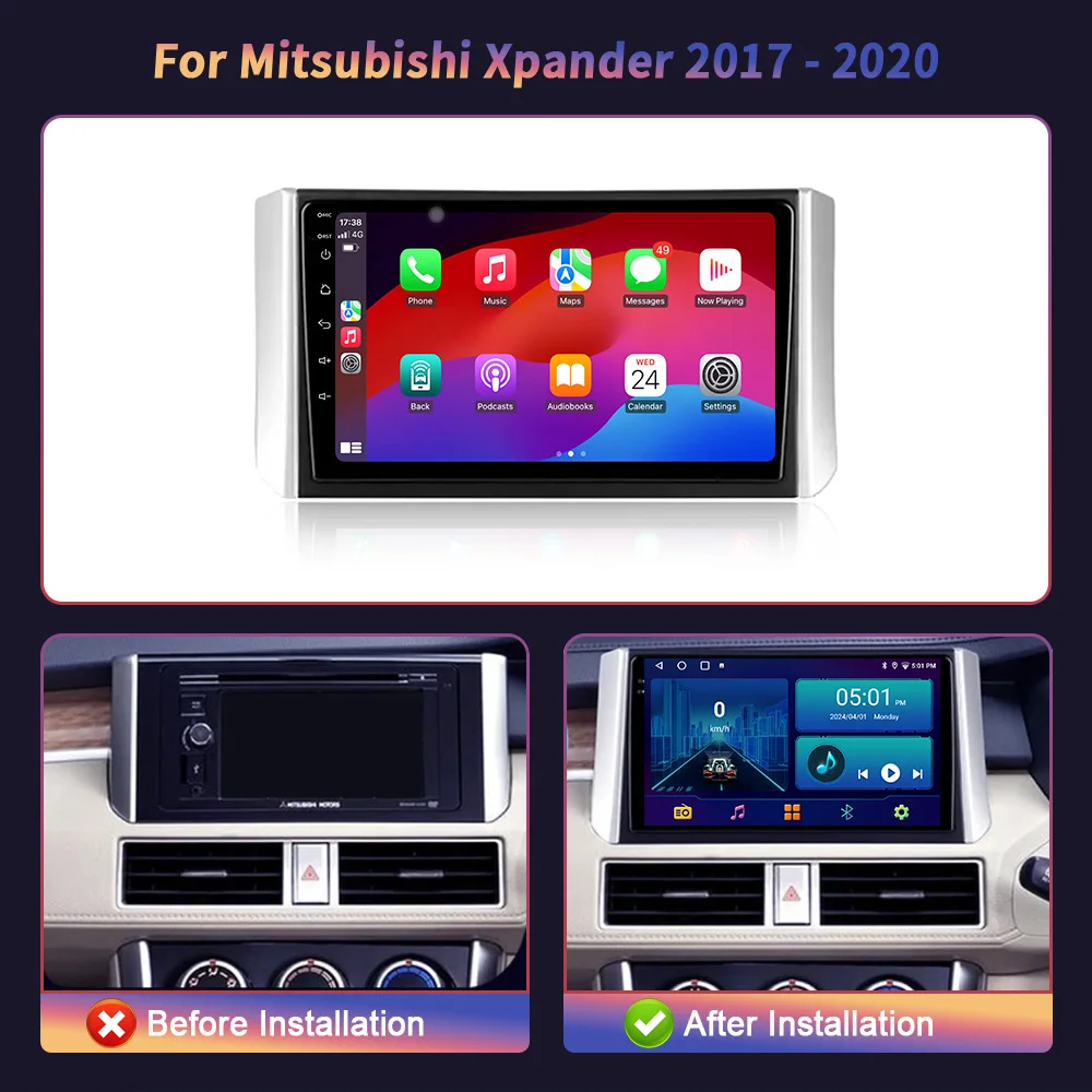 Wireless Carplay Stereo Android 14 For Mitsubishi Xpander 2017-2020 Car Radio Multimedia Navigation Screen Head Unit 2DIN GPS