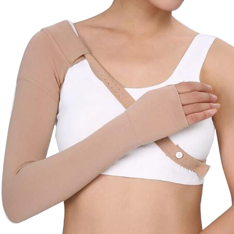 Post Mastectomy Compression Arm Sleeve Elastic Anti Swelling Elbow Palm Support Edema Swelling Lymphedema 30~40 mmHg Men Women