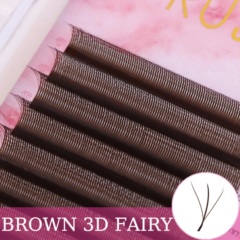 

New Brown 3D W Three-Core Shape Lashes Extension 3D Fairy Spike Premade Volume Fan Eyelash 3D Clover Natural Soft False Eyelash