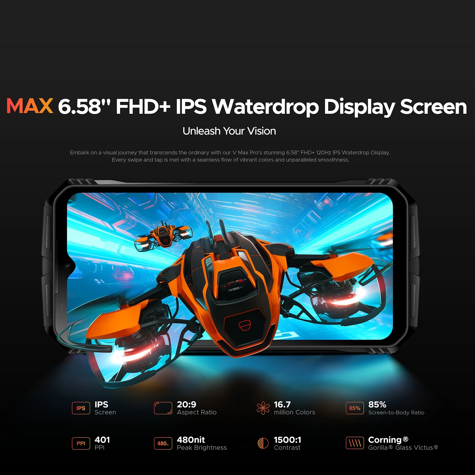 DOOGEE V Max Pro ponsel pintar, ponsel pintar berat 5G 12GB 512GB 6.58 inci kamera 108MP 22000mAh 33W 120Hz dimensi 7050 Android 14 NFC