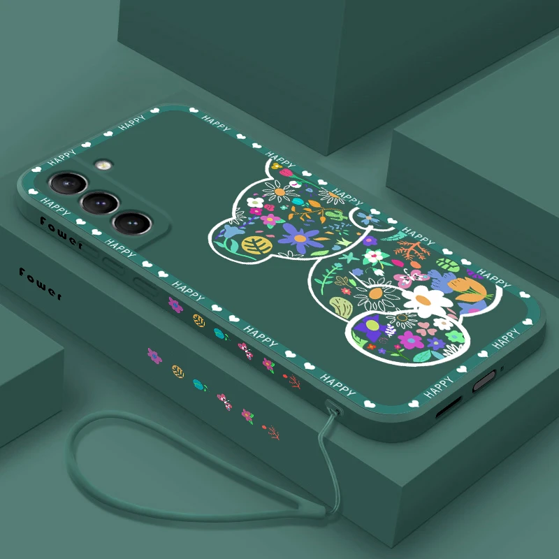 Luxury Ice Cream Smile Face Case for Samsung Galaxy A12 A32 A51 A71 A52 A72 A50 S20 FE S21 Plus S22 Ultra Square Silicone Cover