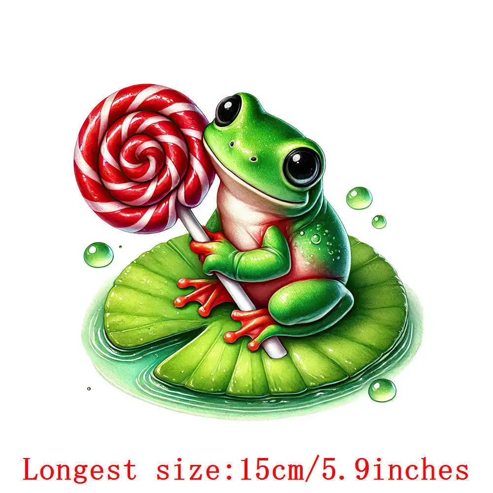 15cm Lollipop Frog Sloth Panda Iron On Heat Transfer Sticker For Kids Clothes Pinted Vinyl Thermal Washable T-Shirt Applique