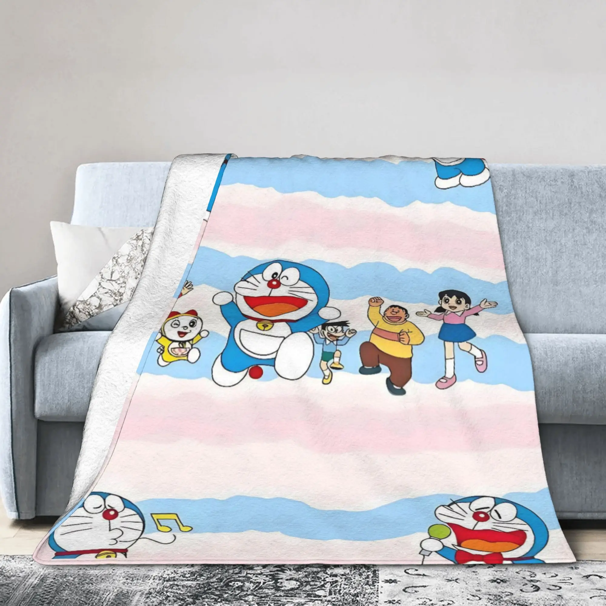 D-Doraemons Anime Cat Coral Fleece Plush Throw Blanket  Blankets for Home Office Lightweight Thin Plush Thin Quilt