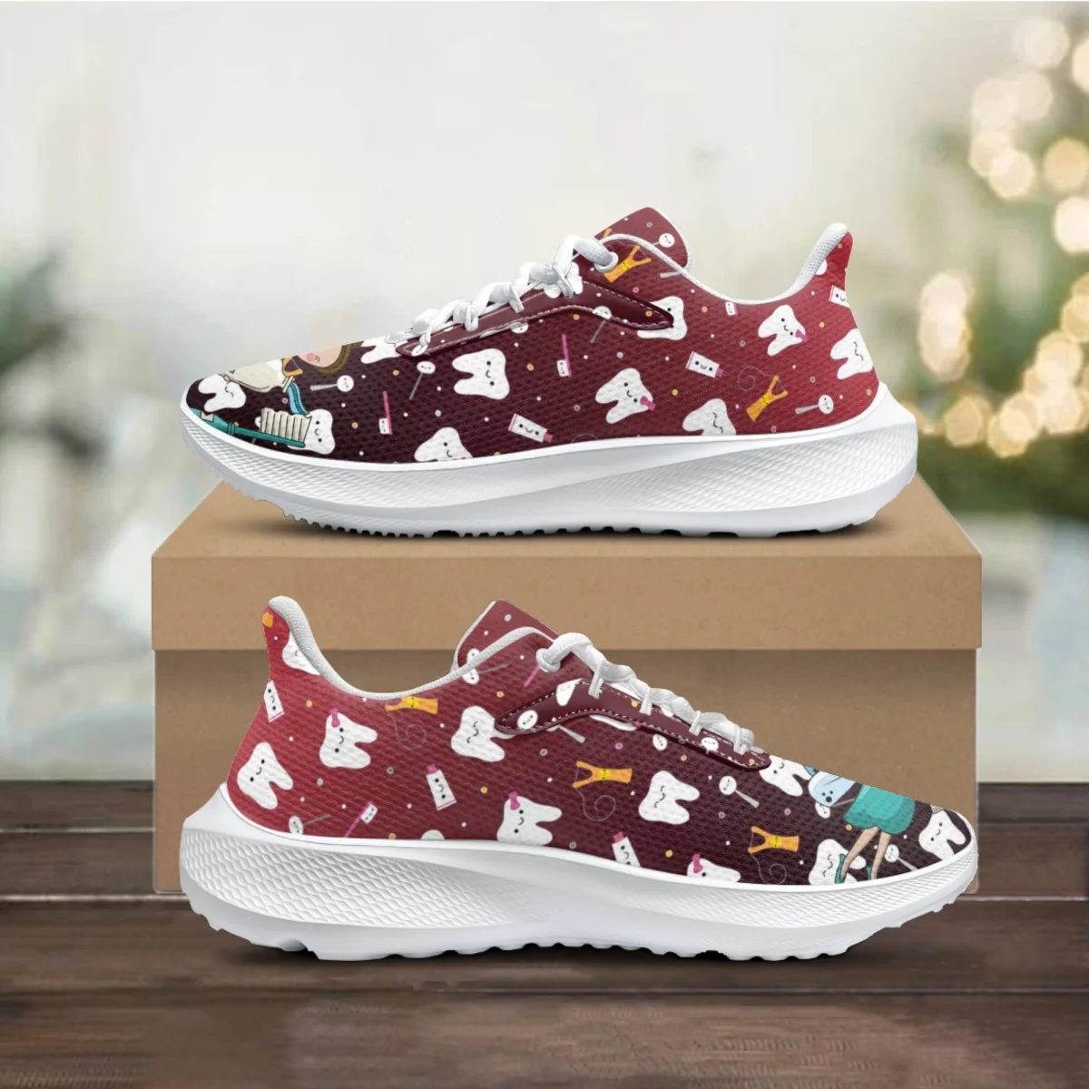 Non-slip Casual Ladies Flat Shoes Cartoon Teeth Dental Fairy Luxury Designer Sneakers Girls Teens Comfortable Walking Shoes Gift