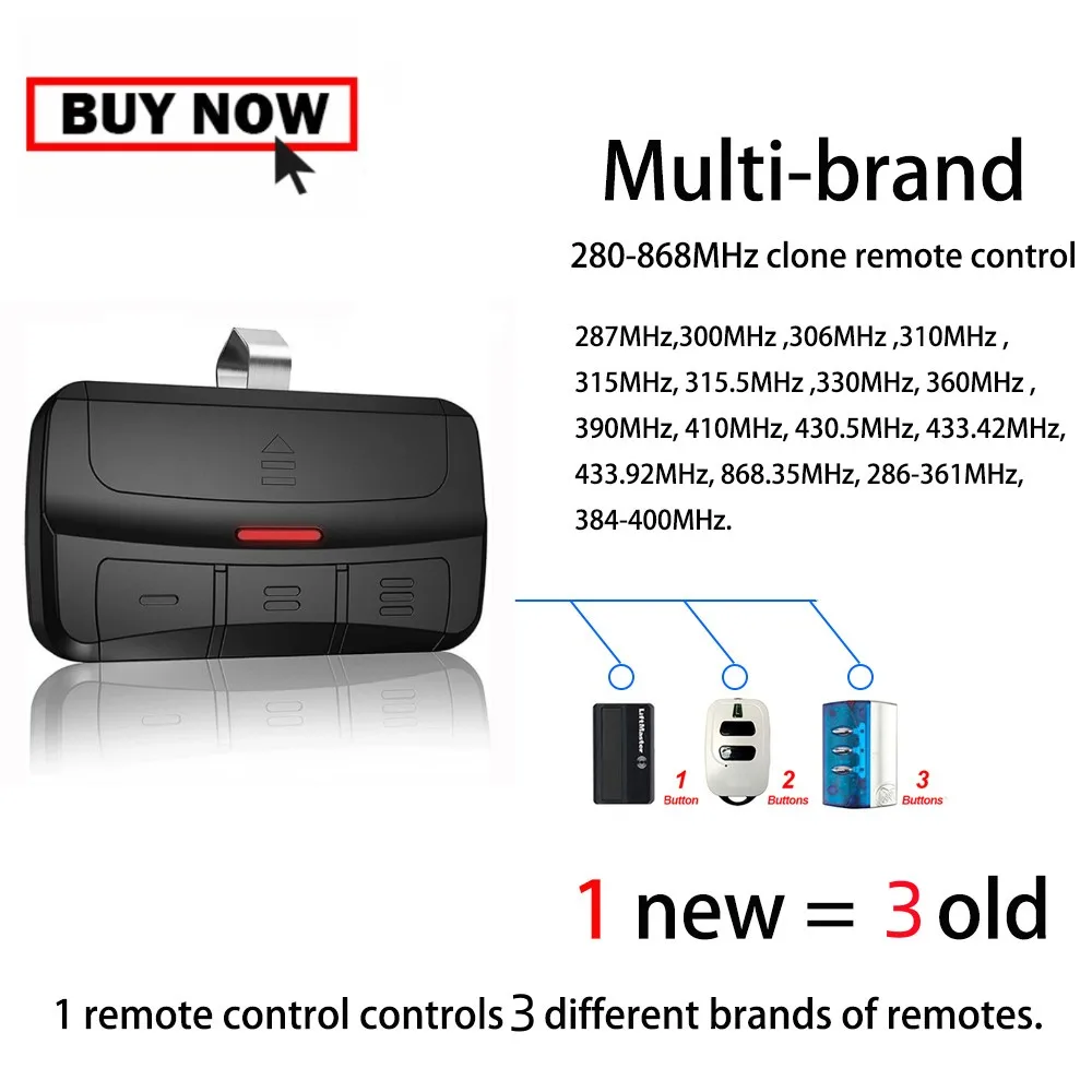 Rolling Code Clone For Multi-brands Garage Door Opener Avidsen Remote Control Duplicator With Clips