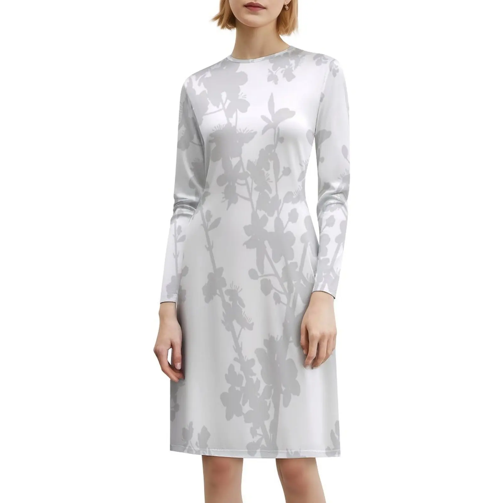 White And Gray Blossoms Sexy Vacation Dress For Women Beach Party Birthday Mini Dress Blossom Blossoms Home Flower Flowers