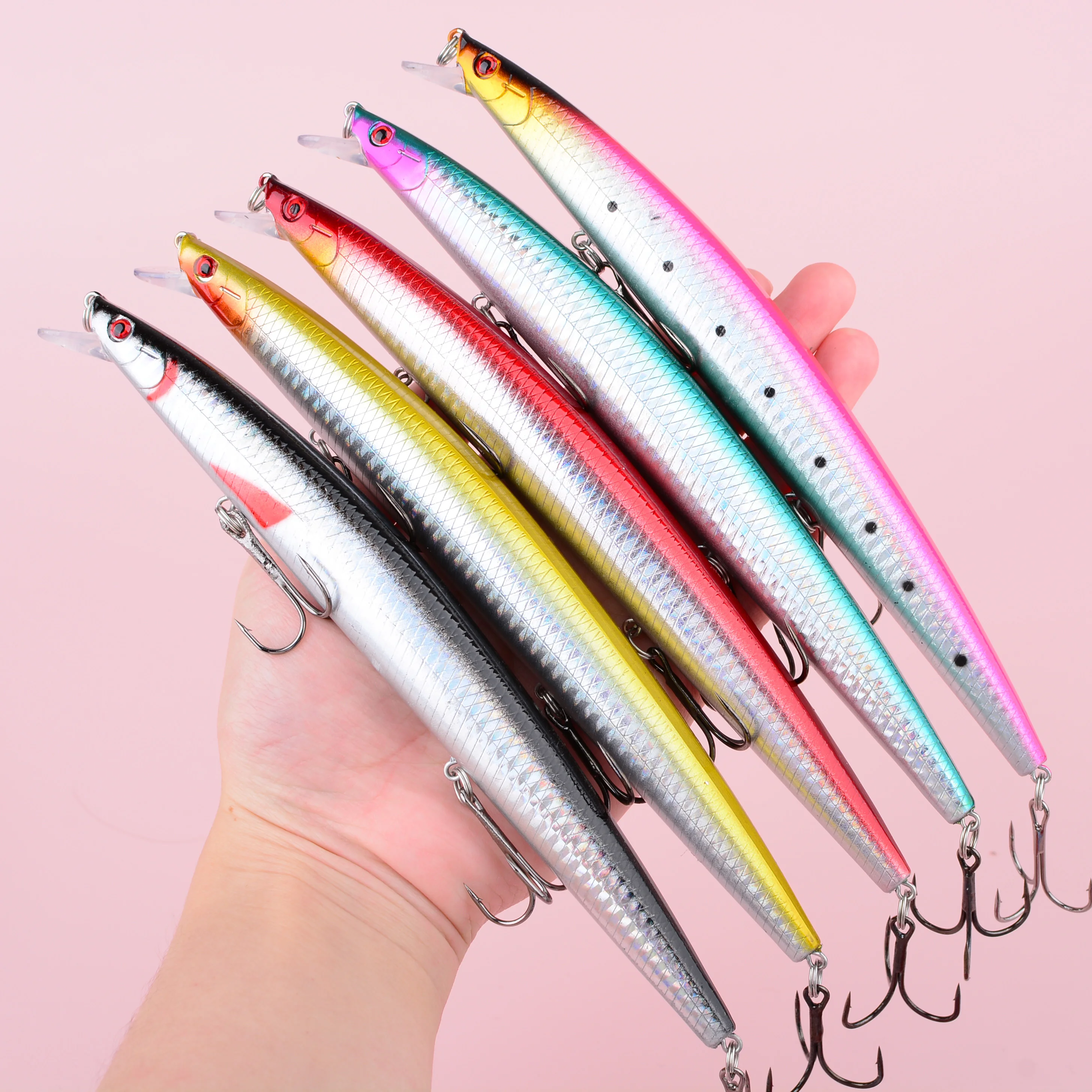 Señuelo Minnow crankbait duro con ojos 3D y anzuelos afilados