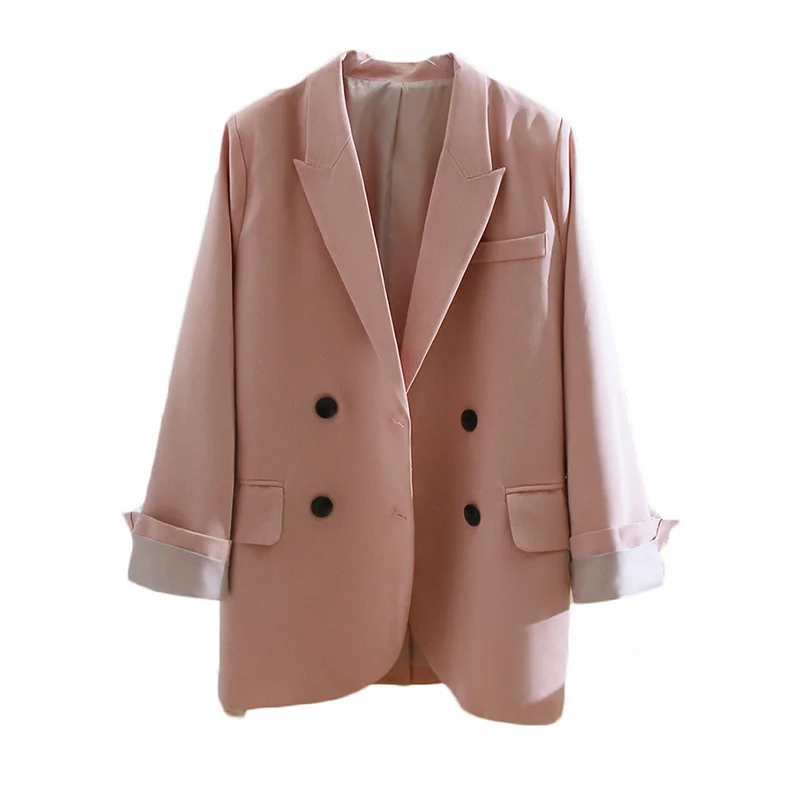 

2022 New Autumn Women Blazer Work Office Ladies Suit Coat Notched Collar Jacket Double-breasted Blazers Business Female Jackets