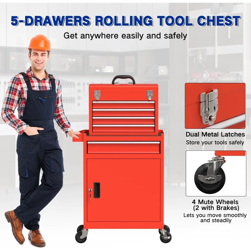 整備士用ローリングツールチェスト（車輪付き、大容量引き出し、頑丈な構造、収納ソリューション）