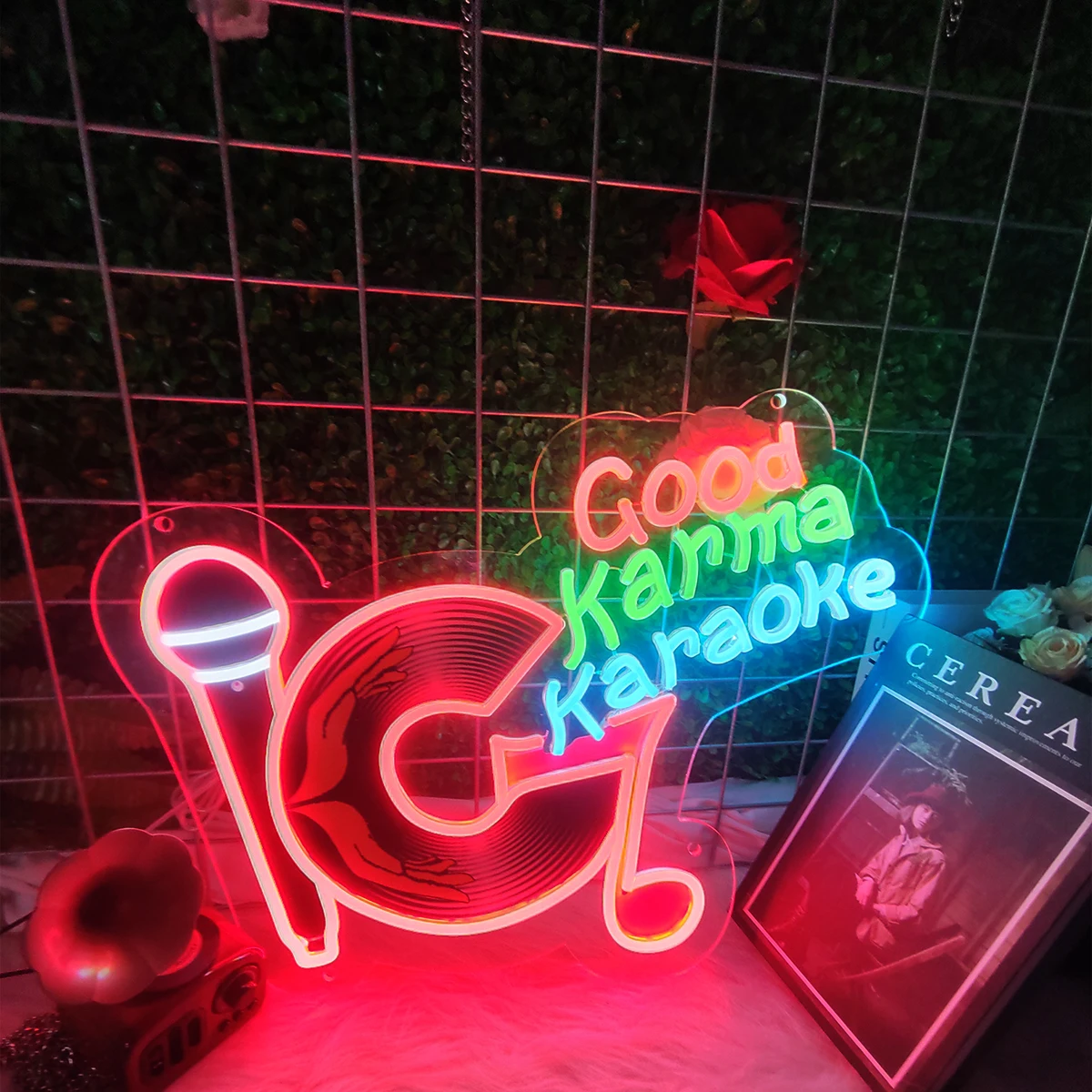 Record-shaped pattern neon lights, suitable for room decoration, photo frame decoration, bar party decoration, and creating an a