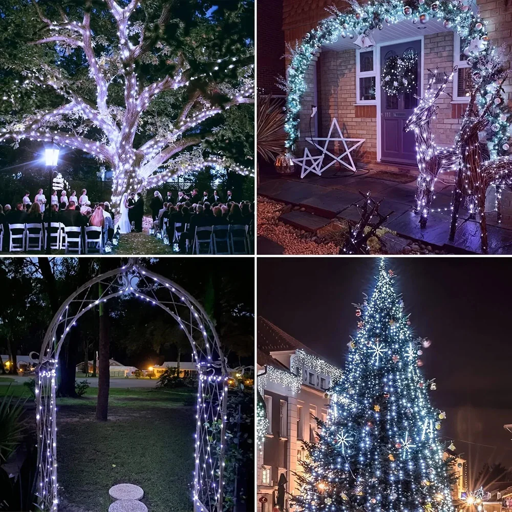 Outdoor LED Solar Fairy String Lights Waterproof Garden Decoration Garland 8Modes Copper Wire Light For Street Patio Christmas