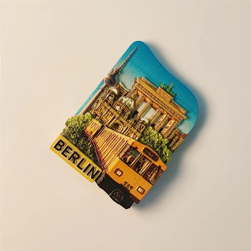 Berlin Berlin Landmark Building Travel Souvenir Fashion Collection Tram Decoration Magnetic Fridge Magnet Resin Material