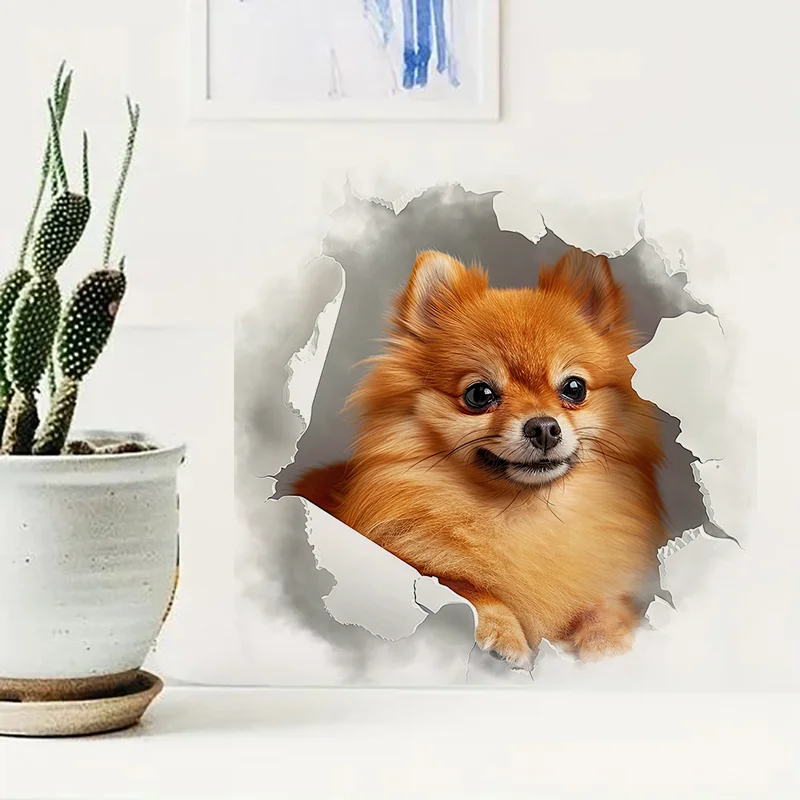 C1163# Cute Pomeranian Dog Self-Adhesive Stickers,Wall Decal Removable, Vinyl Car Sticker for Bathroom Decor