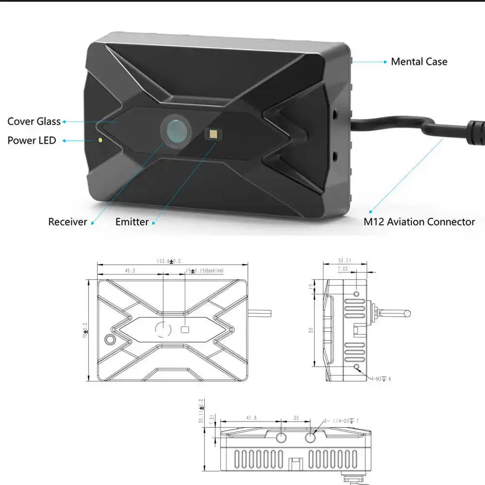 CS20-P Indoor 5-meter Industrial Depth Camera TOF 3D Solid State Lidar Ranging Sensor FOV H100 ° xV75 °