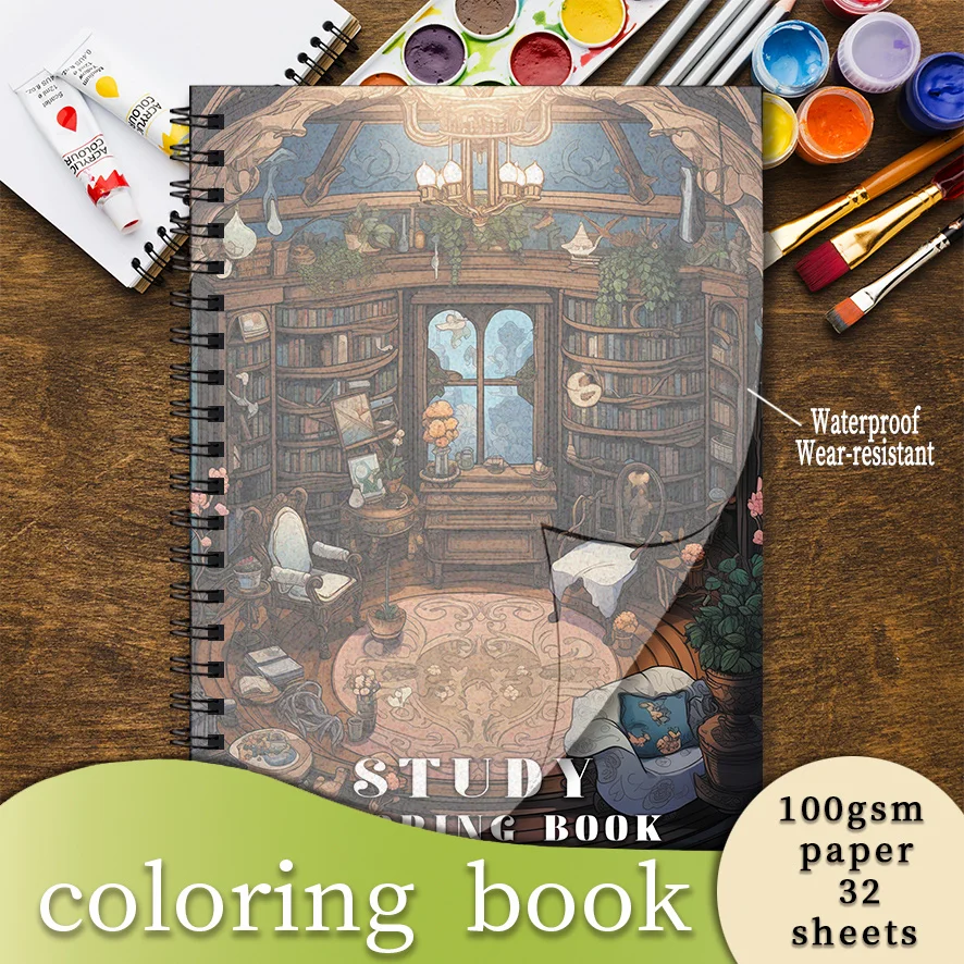 Magic Book House Adult Coloring Book - 8.3x 11.2 Inch 32 Page Coloring Book - Helps Reduce Stress and Ease Emotions