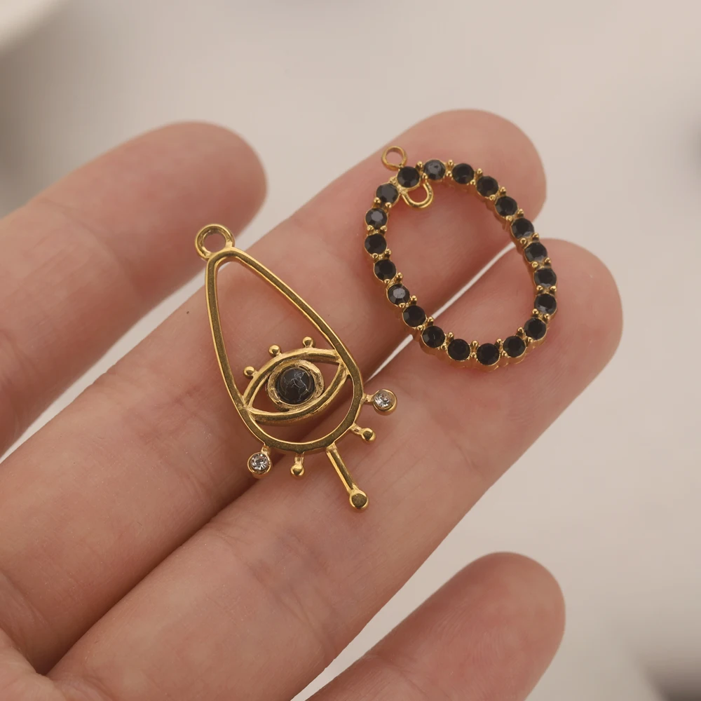 

4 шт., черные инкрустированные хрустальные подвески из нержавеющей стали, подходят для ювелирных изделий, принадлежности для изготовления сережек, ювелирные аксессуары «сделай сам»