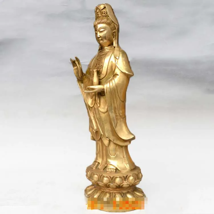 48cm huge Southeast Asia HOME Family safety healthy Effective copper Standing Avalokitesvara Guanyin buddha statue