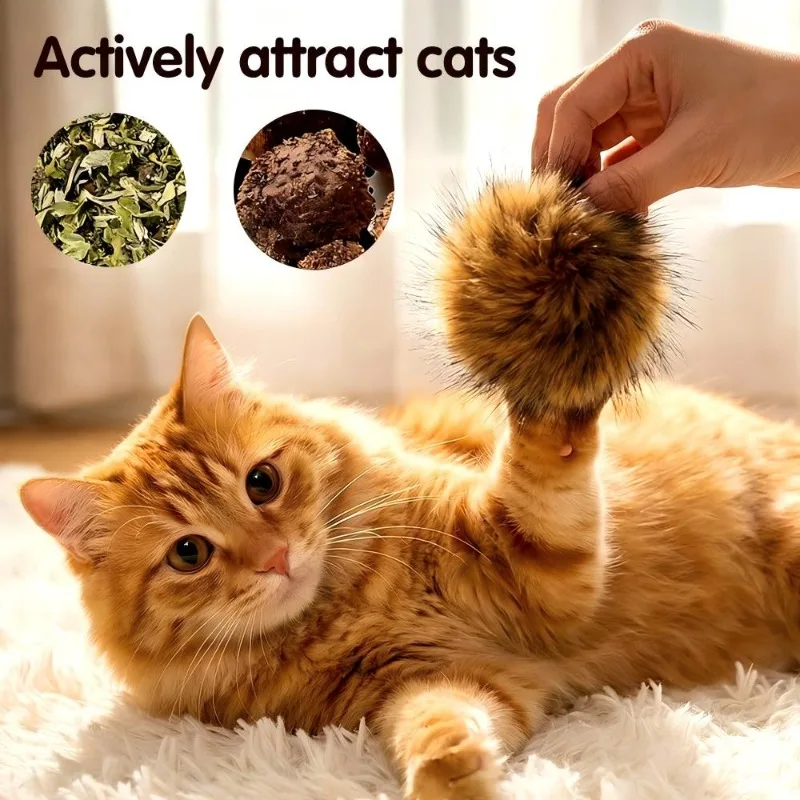1/3 PCS Imitation Rabbit Fur Ball Cat Toy, Indoor Cat Specific Cat Toy Fun Chasing to Help Exercise Washable Pet Interactive Toy