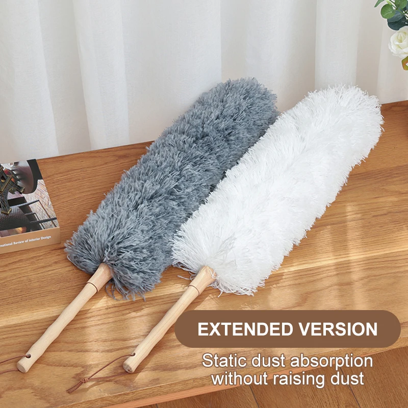 Microfiber Duster Electrostatic Adsorption Random Bending Multi Angle Cleaning Brush Wooden Handle Home Cleaning Tools