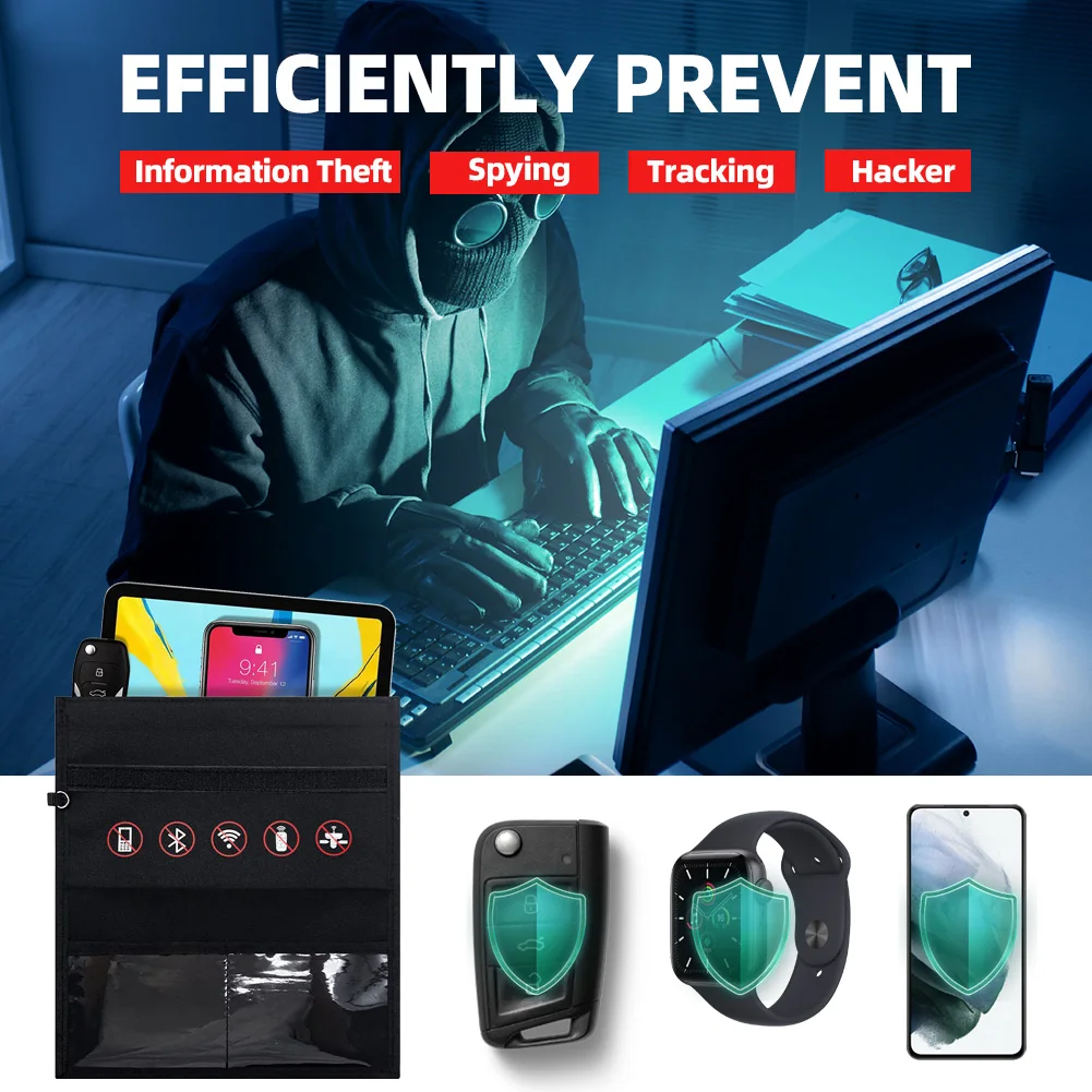 Mobile Phone Signal Shielding Bag Faraday Cage Pouch Car Key Laptop Bank Card Privacy Protection Bag Anti-radiation Bag 2 Size