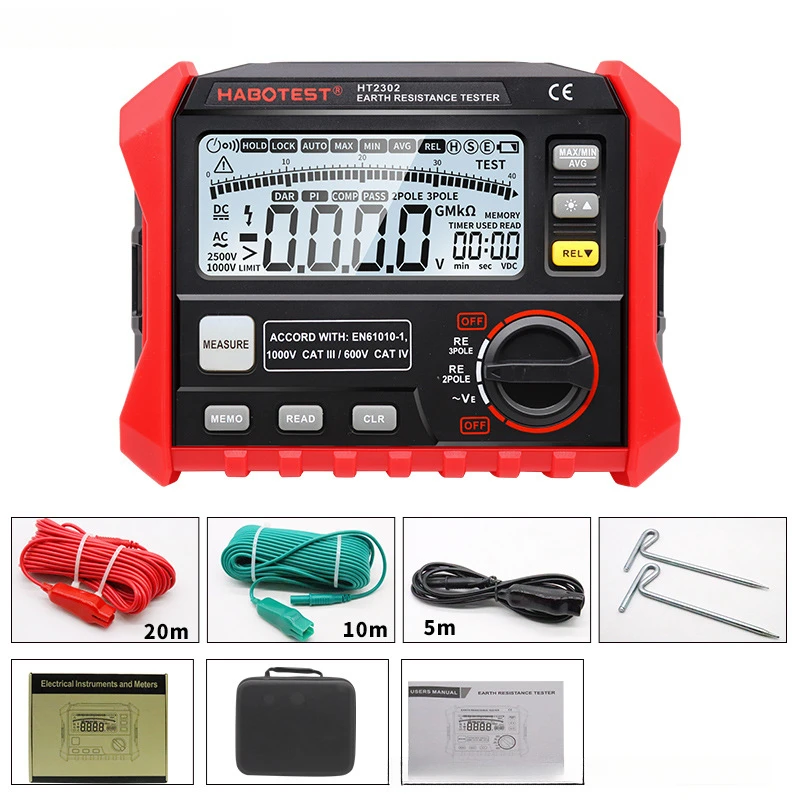 HABOTEST HT5205 Megohmeter Digital Insulation Tester Multimeter 2500V High-Precision Voltmeter Resistance Meter