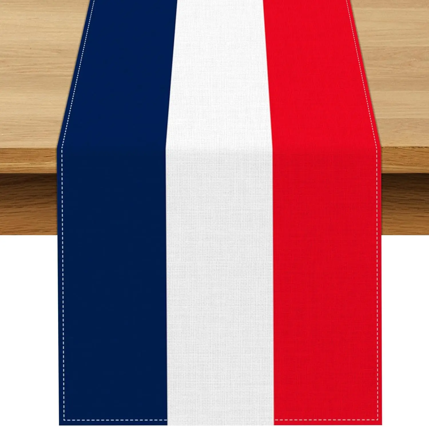 France Flag Blue White Red Stripes Linen Table Runner Party Decor Reusable Kitchen Dining Table Runner Holiday Party Decorations