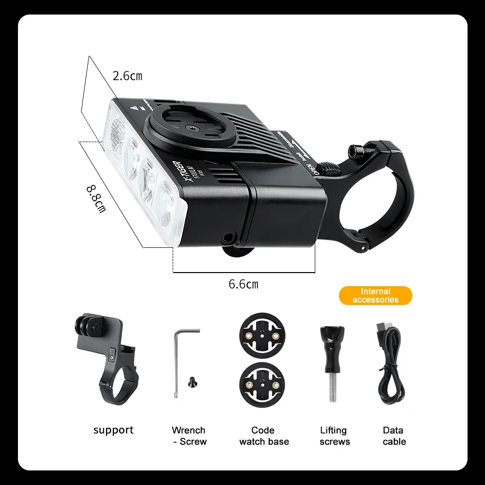 X-TIGER 2800LM Bike Lights IPX6 Waterproof Bike Headlight Night Riding Compatible with Garmin GoPro Mount Bicycle Front Light