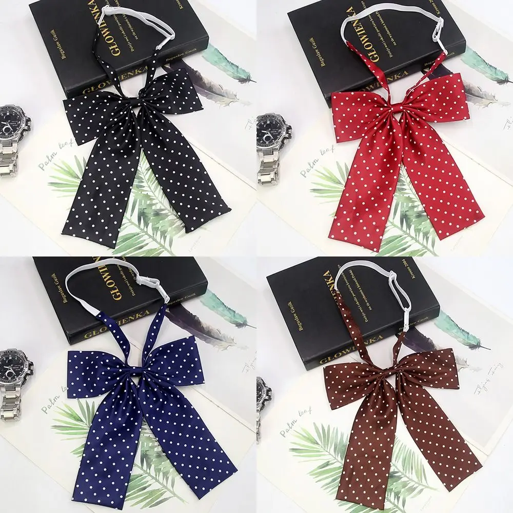 2 uds moda Bowknot JK pajarita poliéster elegante cinta pajarita lindo cuello de lunares flor uniforme Accesorios