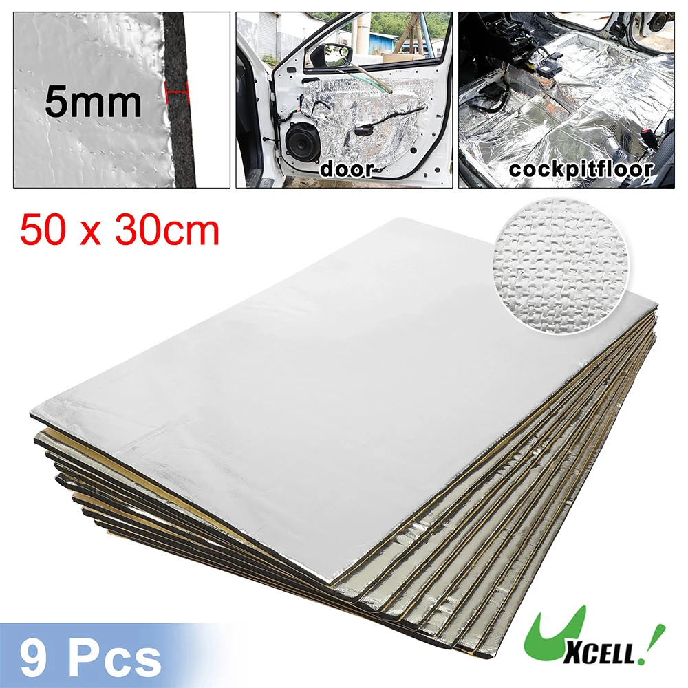 

Uxcell 9pcs 5mm 14.49sqft Car Sound Deadener Insulation Mat Intensive Aluminum Door Audio Heat Sound Deadening Insulation Sheet